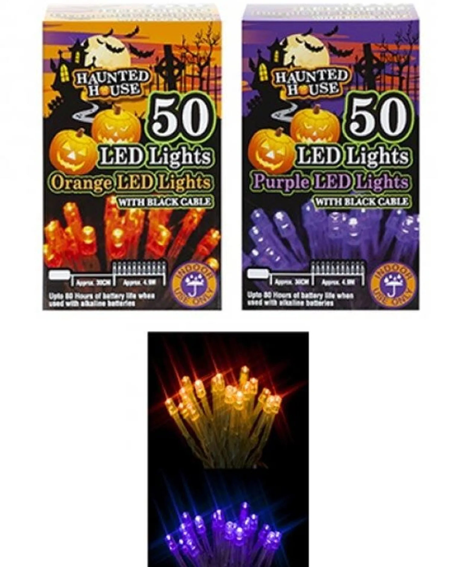 50 Led Orange / Purple Assorted String Lights<Party Delights Outlet