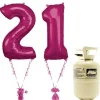 Party Delights Age 21 Pink Foil Kit With Helium, Ribbon And Weights< Number Balloons