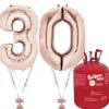 Party Delights Age 30 Rose Gold Foil Kit With Helium, Ribbon And Weights< Number Balloons