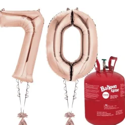 Party Delights Age 70 Rose Gold Foil Kit With Helium, Ribbon And Weights< Number Balloons