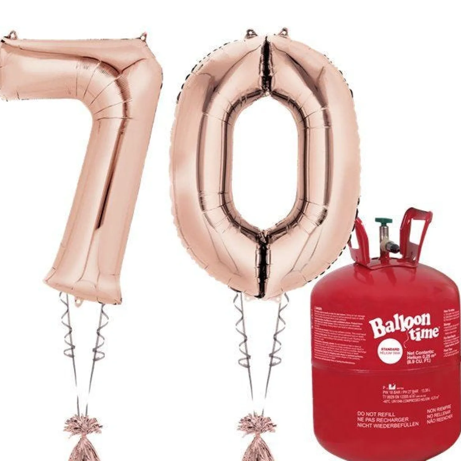 Party Delights Age 70 Rose Gold Foil Kit With Helium, Ribbon And Weights< Number Balloons
