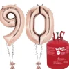 Party Delights Age 90 Rose Gold Foil Kit With Helium, Ribbon And Weights< Number Balloons