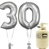 Party Delights Age 30 Silver Foil Kit With Helium, Ribbon And Weights< Number Balloons