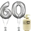 Party Delights Age 60 Silver Foil Kit With Helium, Ribbon And Weights< Number Balloons