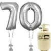 Party Delights Age 70 Silver Foil Kit With Helium, Ribbon And Weights< Number Balloons