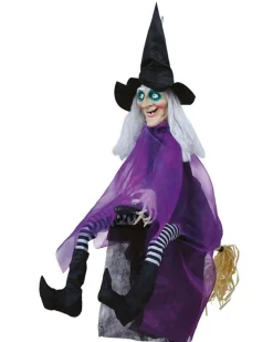 Animated Witch On A Broom - 90Cm<Party Delights Best