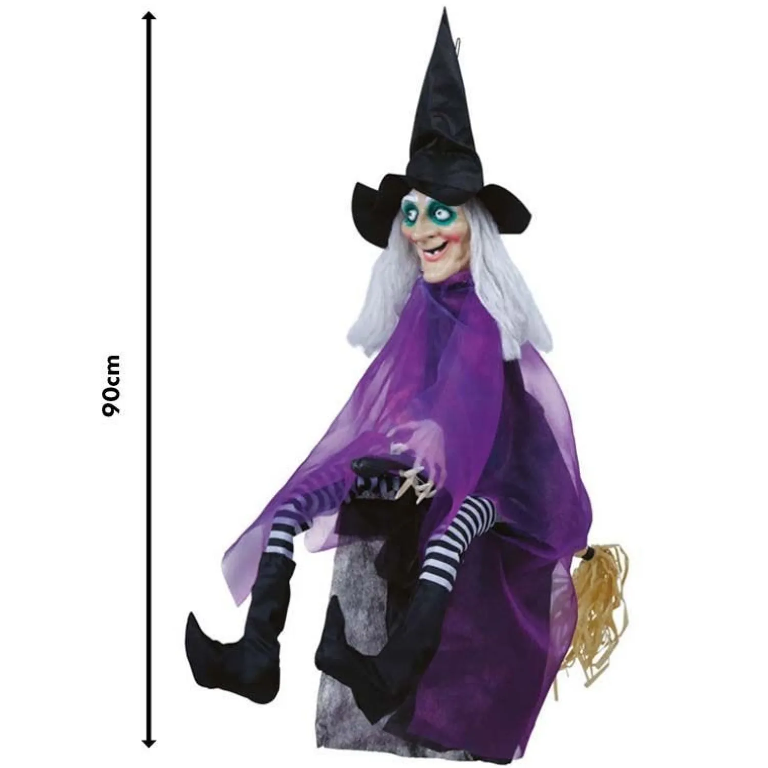 Animated Witch On A Broom - 90Cm<Party Delights Best