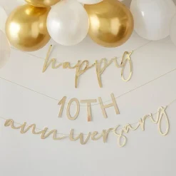 Party Delights Anniversary Gold Customisable Bunting< Bunting