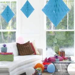 Party Delights Baby Blue Honeycomb Diamond Decoration - 30Cm< Hanging Decorations