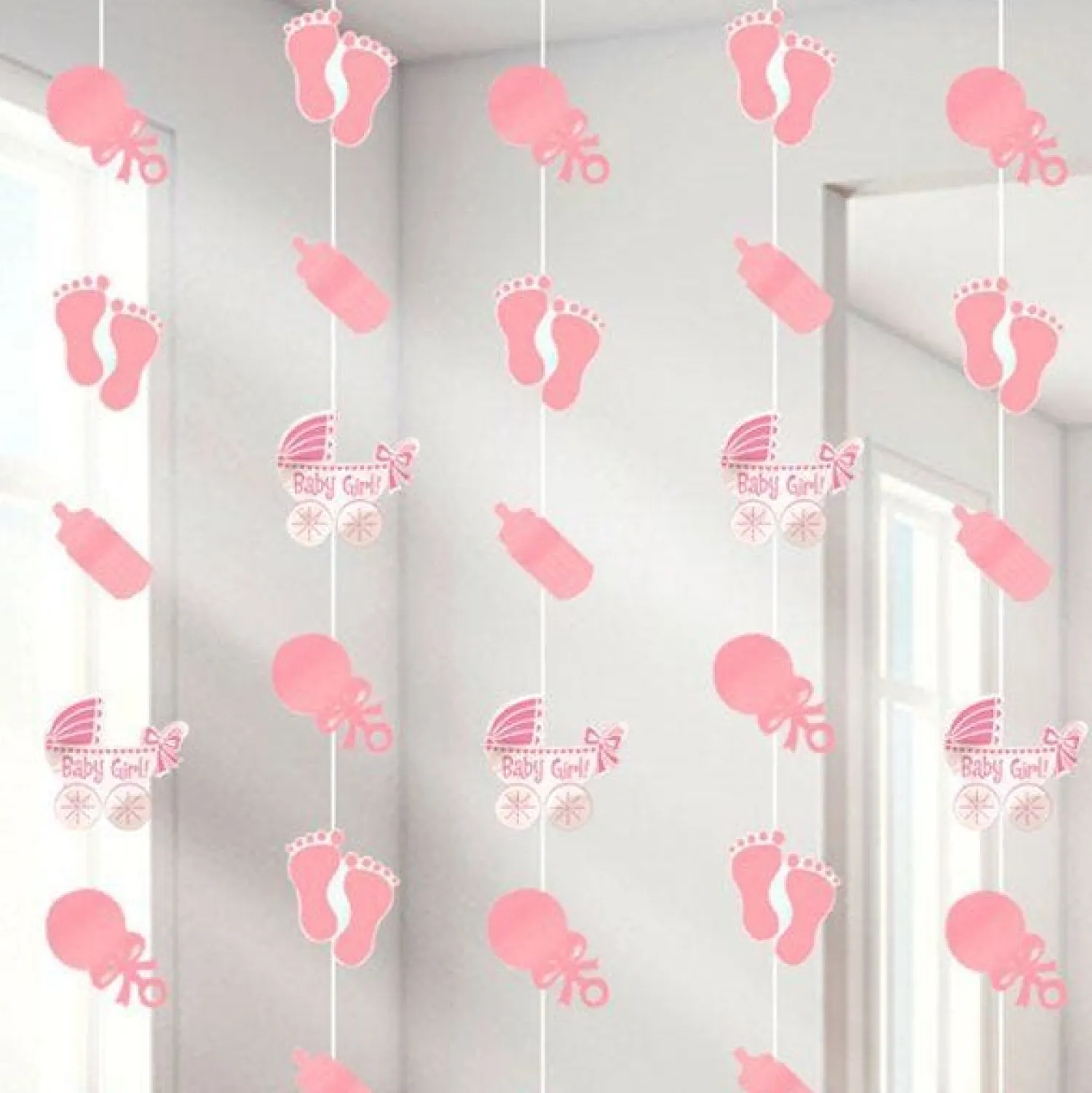 Party Delights Baby Girl String Decoration (6Pk)< Hanging Decorations