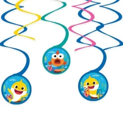 Party Delights Baby Shark Hanging Swirl Decorations (6Pk)< Hanging Decorations