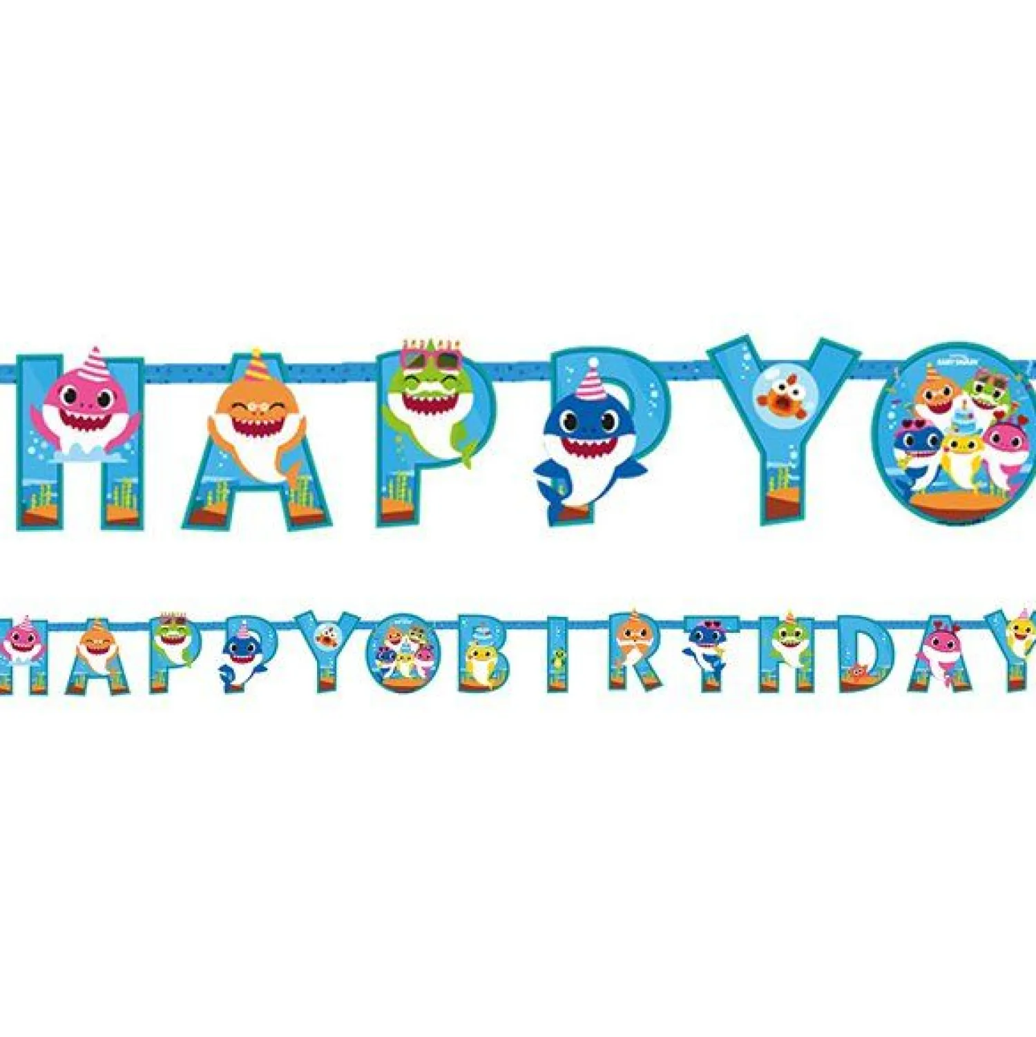 Party Delights Baby Shark 'Happy Birthday' Paper Banner - 3.2M< Banners