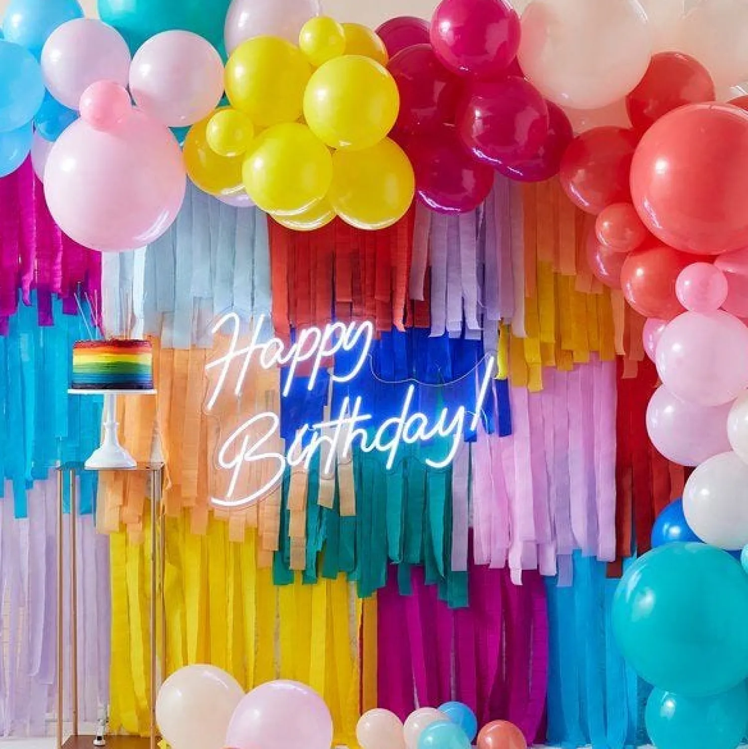 Party Delights Balloon And Streamer Brights Rainbow Party Backdrop< Hanging Decorations