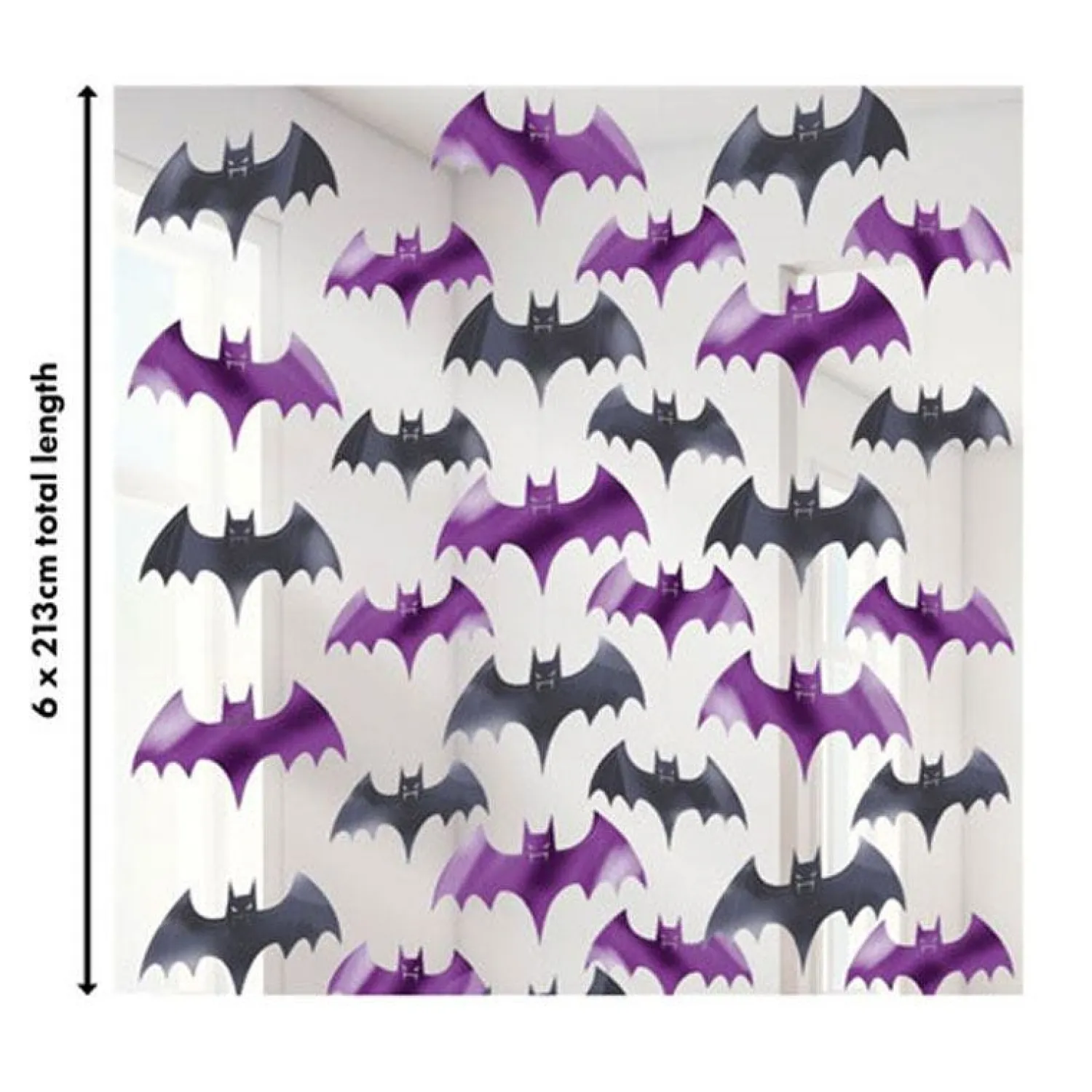 Bat String Halloween Decoration - 2M (6Pk)<Party Delights Online