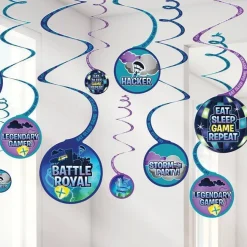 Party Delights Battle Royal Hanging Swirl Decorations (12Pk)< Hanging Decorations