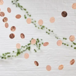 Party Delights Beautiful Botanics Rose Gold Circle Garland - 5M< Hanging Decorations