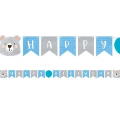Party Delights Birthday Bear Ribbon Banner With 1St Birthday Stickers - 1.9M< Banners