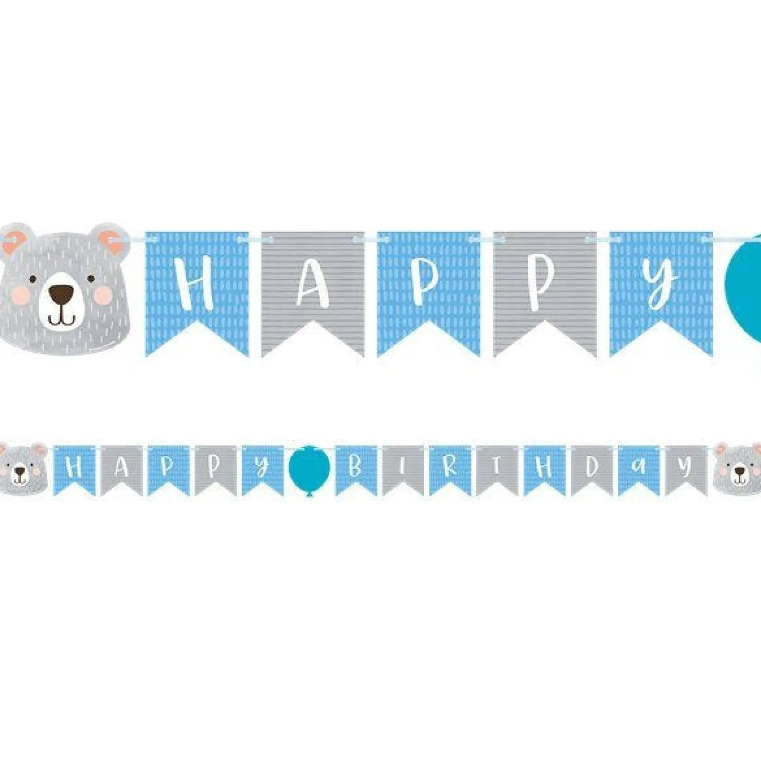 Party Delights Birthday Bear Ribbon Banner With 1St Birthday Stickers - 1.9M< Banners