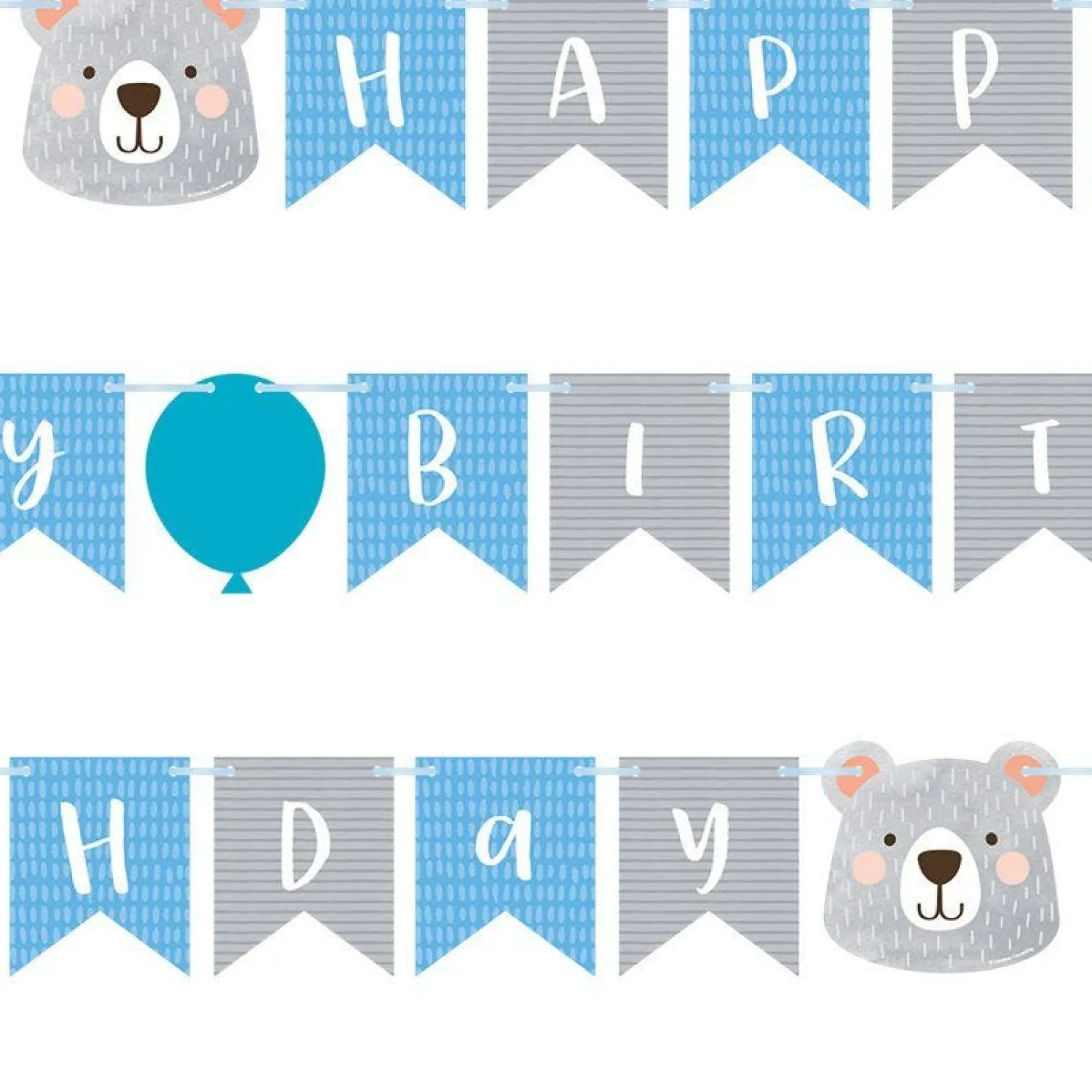Party Delights Birthday Bear Ribbon Banner With 1St Birthday Stickers - 1.9M< Banners