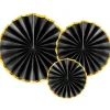 Party Delights Black & Gold Paper Fans (3Pk)< Hanging Decorations
