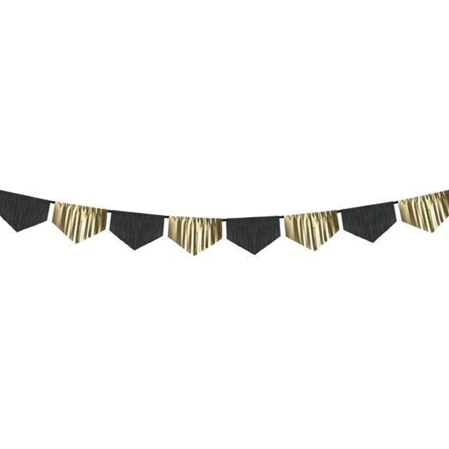 Party Delights Black & Gold Scalloped Fringe Garland - 3M< Hanging Decorations