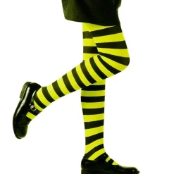 Black & Green Striped Tights - Child 7-10 Years<Party Delights New