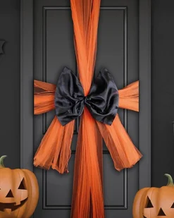 Black & Orange Chiffon Door Bow<Party Delights Sale