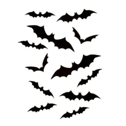 Black Bat Wall Cutouts 3D (12Pk)<Party Delights