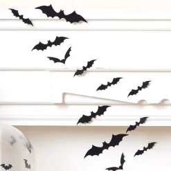 Black Bat Wall Cutouts 3D (12Pk)<Party Delights