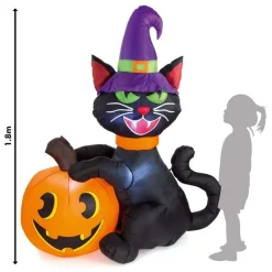 Black Cat & Pumpkin Inflatable - 1.8M<Party Delights New