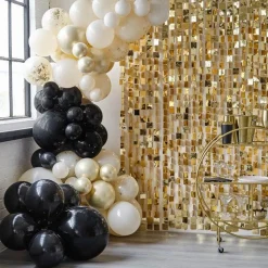 Party Delights Black, Cream, Nude And Champagne Chrome Balloon Arch - 70 Balloons< Arches & Clouds