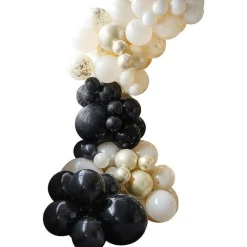 Party Delights Black, Cream, Nude And Champagne Chrome Balloon Arch - 70 Balloons< Arches & Clouds