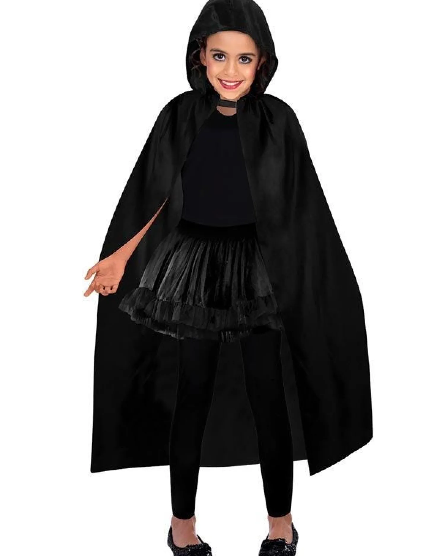 Black Hooded Cape - Child<Party Delights Discount