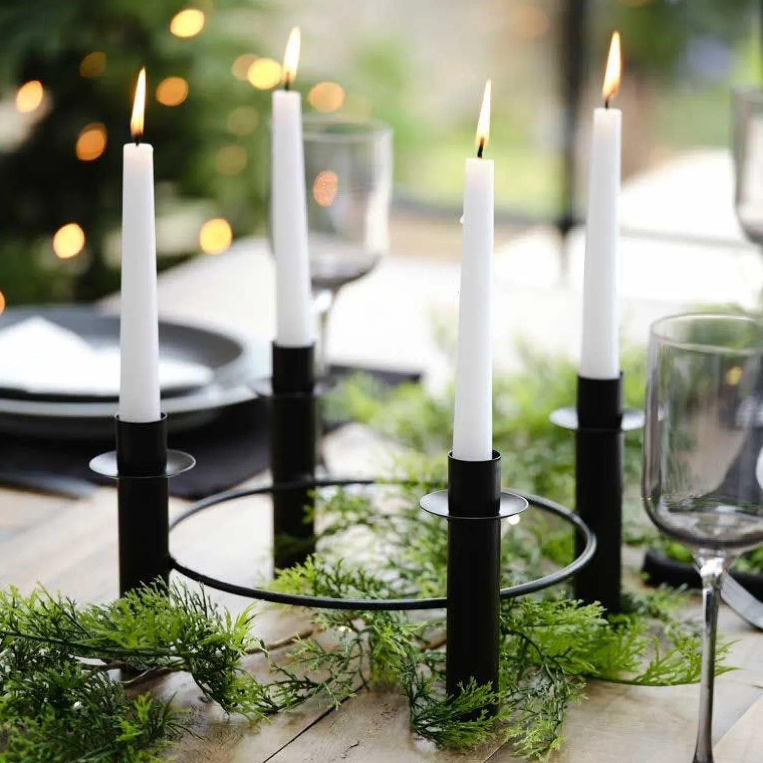 Black Metal Circular Candle Holder - 27.5Cm<Party Delights Discount