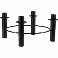 Black Metal Circular Candle Holder - 27.5Cm<Party Delights Discount