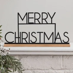 Black Metal Merry Christmas Sign<Party Delights Discount
