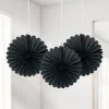 Party Delights Black Mini Paper Fan Decorations - 15Cm (3Pk)< Hanging Decorations