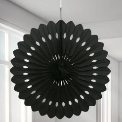 Party Delights Black Paper Fan Decoration - 41Cm< Hanging Decorations