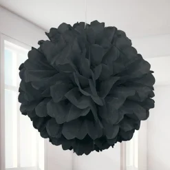 Party Delights Black Pom Pom Decoration - 41Cm< Hanging Decorations