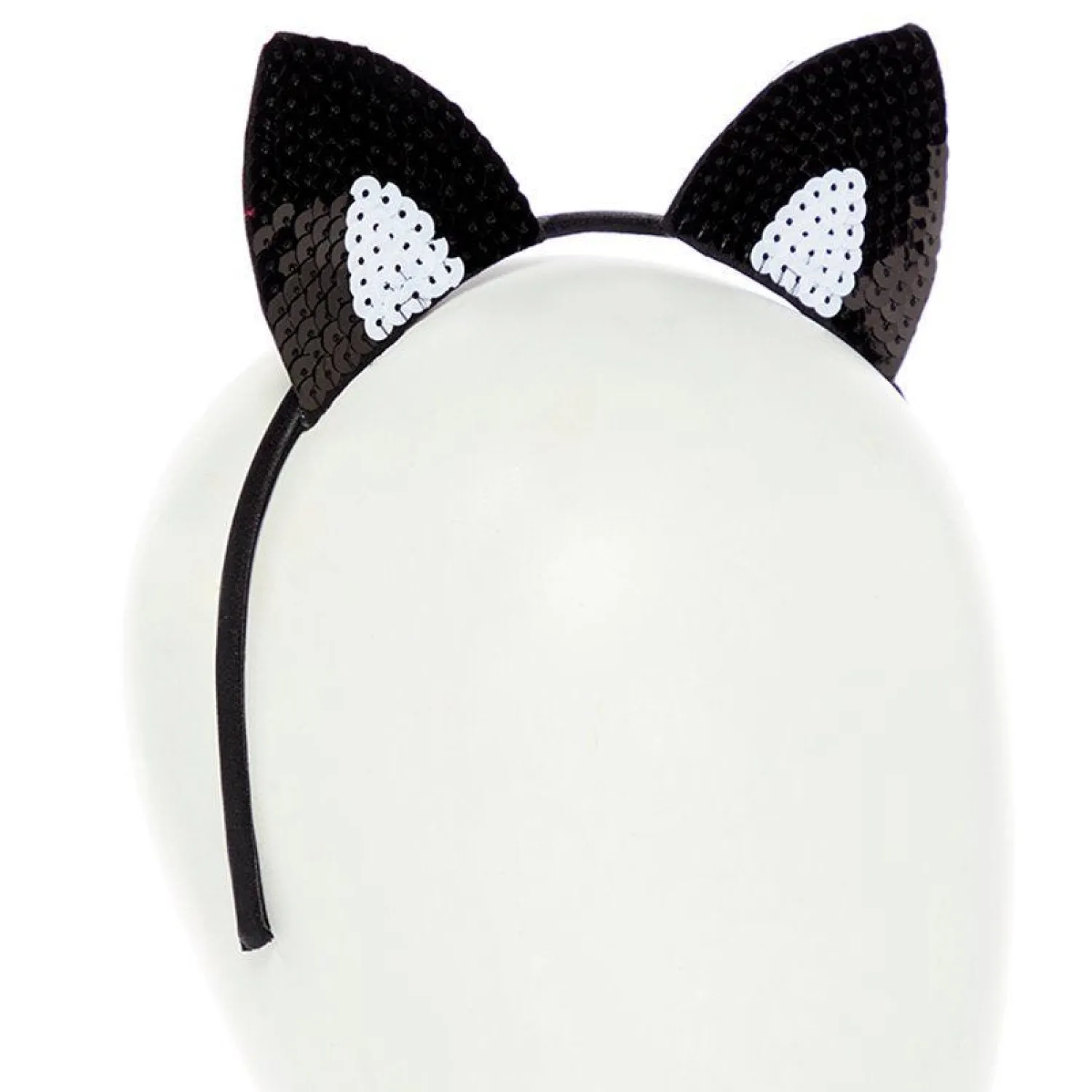 Party Delights Black Sequin Cat Ears Headband< Hats & Headwear