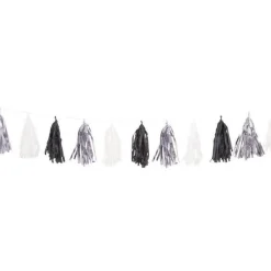 Party Delights Black, Silver & White Tassel Garland Decoration - 2.7M< Hanging Decorations