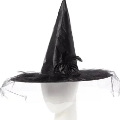Black Witch Hat With Flower<Party Delights Clearance