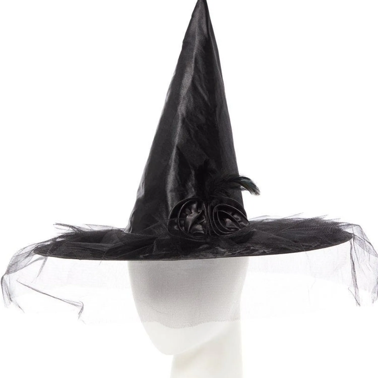 Black Witch Hat With Flower<Party Delights Clearance
