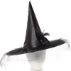 Party Delights Black Witch Hat With Flower< Hats & Headwear