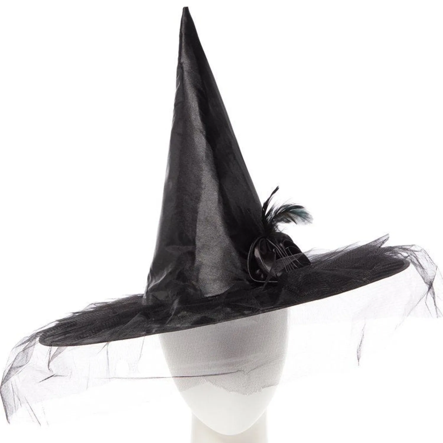 Party Delights Black Witch Hat With Flower< Hats & Headwear
