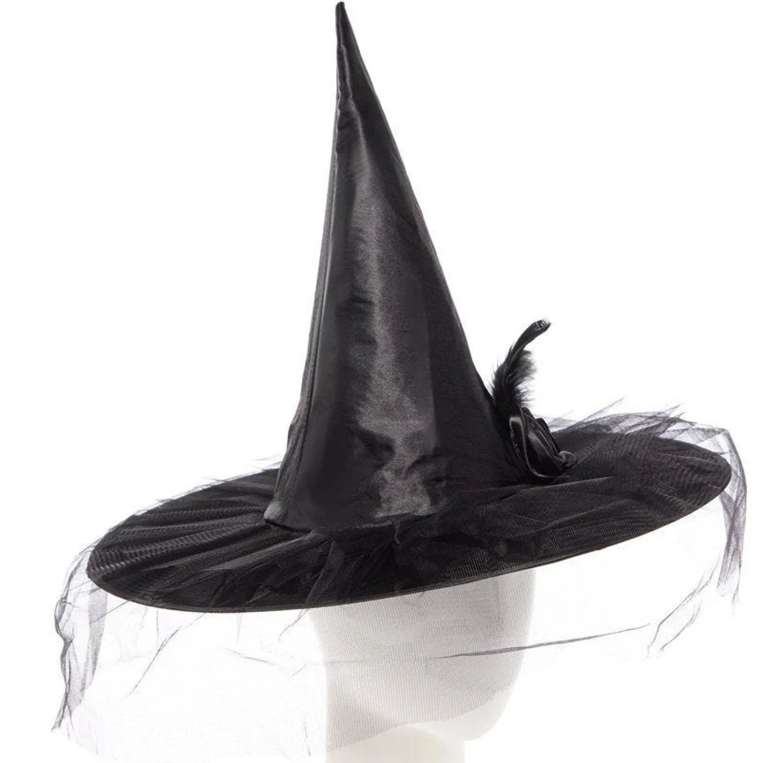 Party Delights Black Witch Hat With Flower< Hats & Headwear