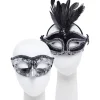 Party Delights Black/Silver Masquerade Masks For Couples< Masks