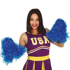 Party Delights Blue Cheerleading Pom Poms - Standard< Costume Props