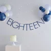 Party Delights Blue Eighteen Paper Banner With Latex Balloons - 1.5M< Banners