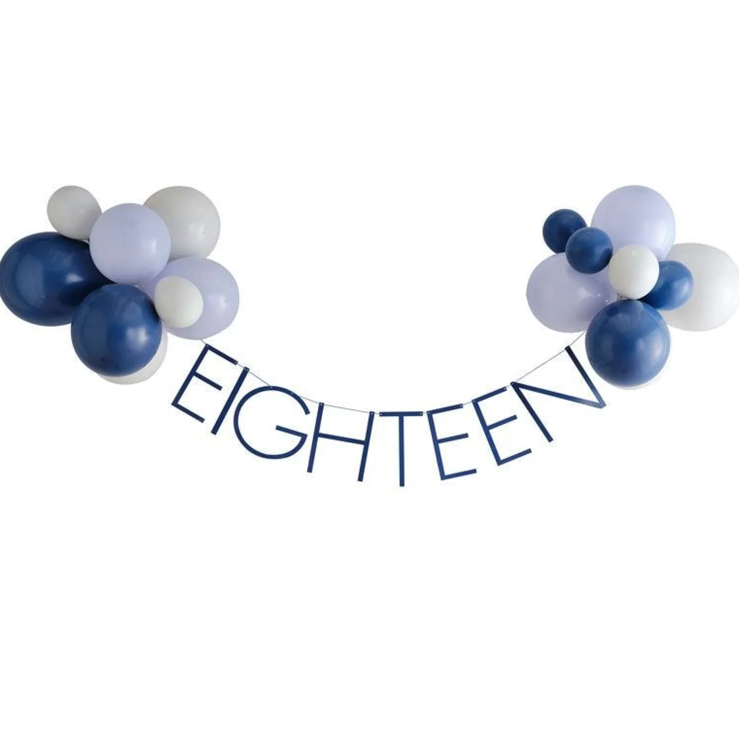 Party Delights Blue Eighteen Paper Banner With Latex Balloons - 1.5M< Banners